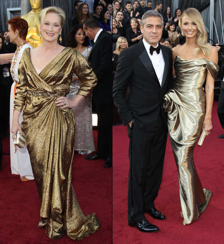 Мерил Стрип (Meryl Streep), Джордж Клуни (George Clooney) и Стэйси Кейблер (Stacy Keibler) (Оскар-2012)/ splashnews.com
